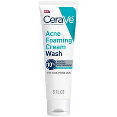 CeraVe Acne Foaming Cream Wash with 10% Benzoyl Peroxide for Face and Body (5 fl. oz.)