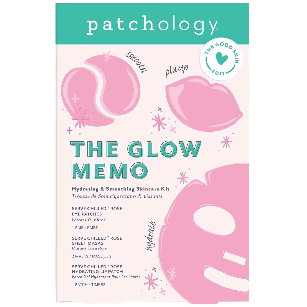 Patchology The Glow Memo Hydrating & Smoothing Skincare Kit