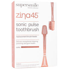 Supersmile Zina45™ Sonic Pulse Toothbrush Chrome Rose Gold Replacement Heads (2 pack)