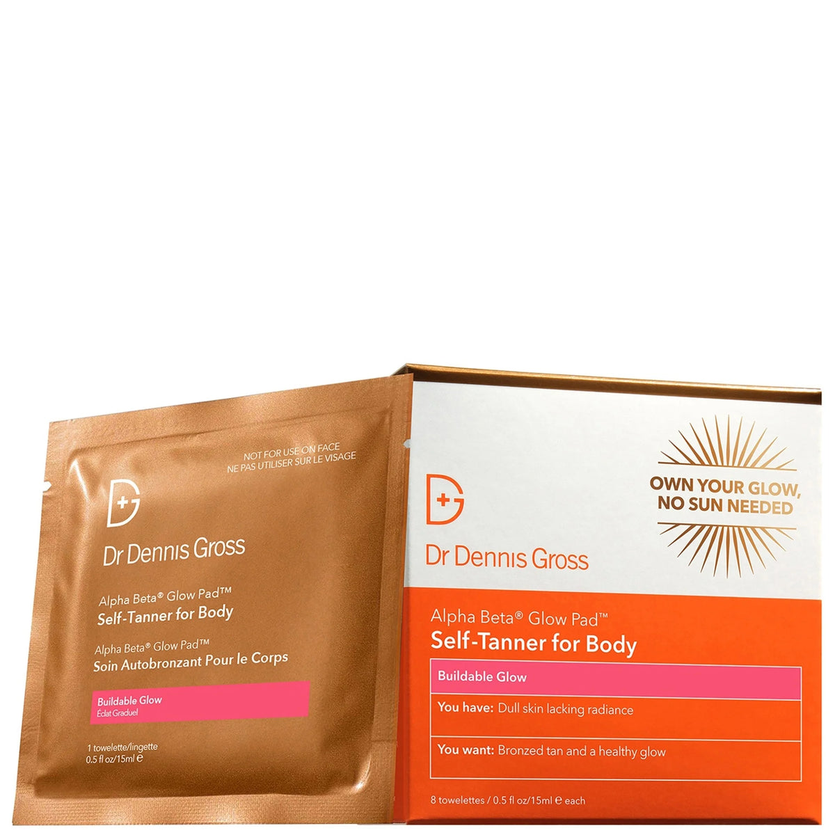 Dr Dennis Gross Skincare Alpha Beta Glow Pad Self-Tanner for Body (8 Pack)