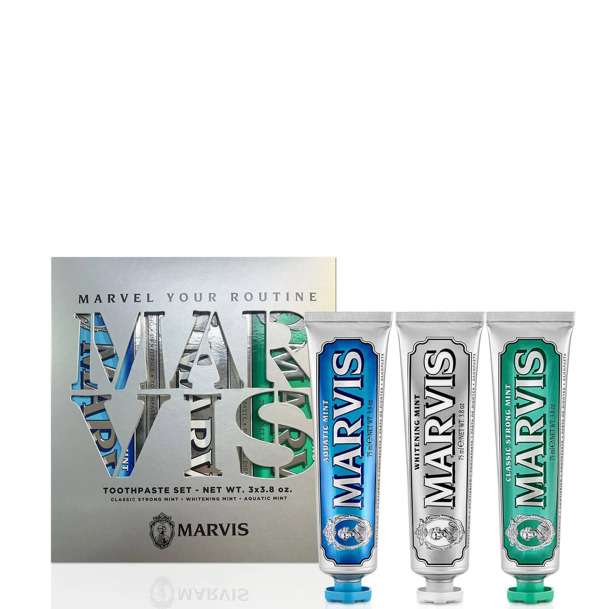 Marvis Best Seller Trio - Classic Strong Mint, Whitening Mint, & Aquatic Mint (75ml each)