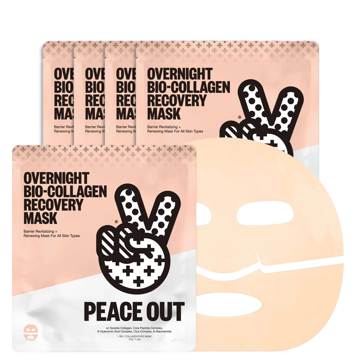 Peace Out Overnight Hydrating Bio-Collagen Recovery Mask (5 Pack)