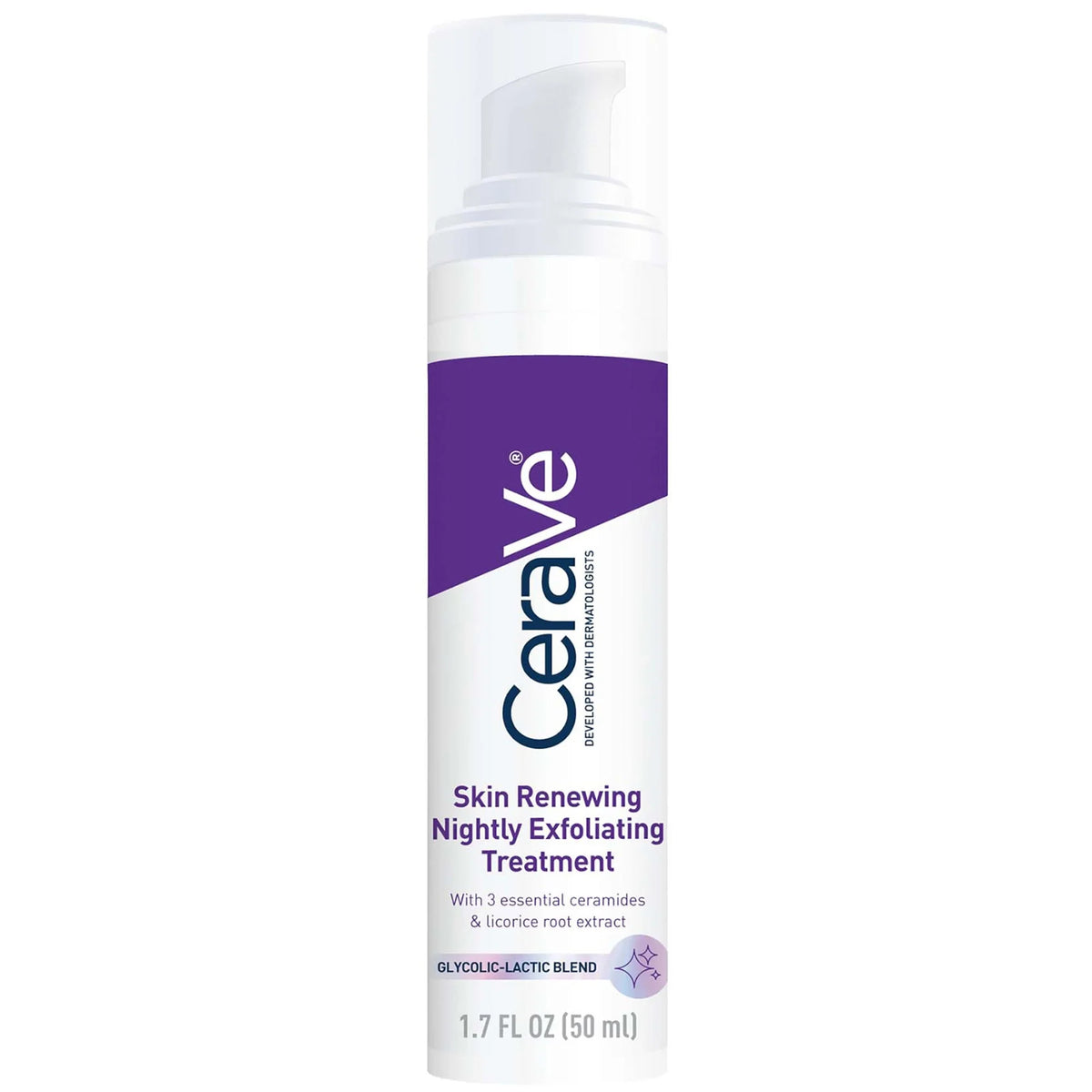 CeraVe Skin Renewing Nightly Exfoliating Anti-Aging Treatment Serum with Glycolic Acid and Lactic Acid (1.7 fl. Oz)