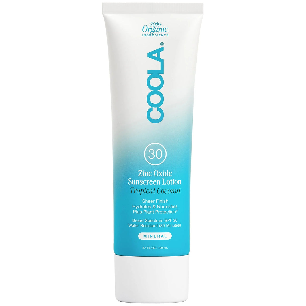COOLA Mineral Body Organic Sunscreen Tropical Coconut Lotion SPF 30 3.4 oz