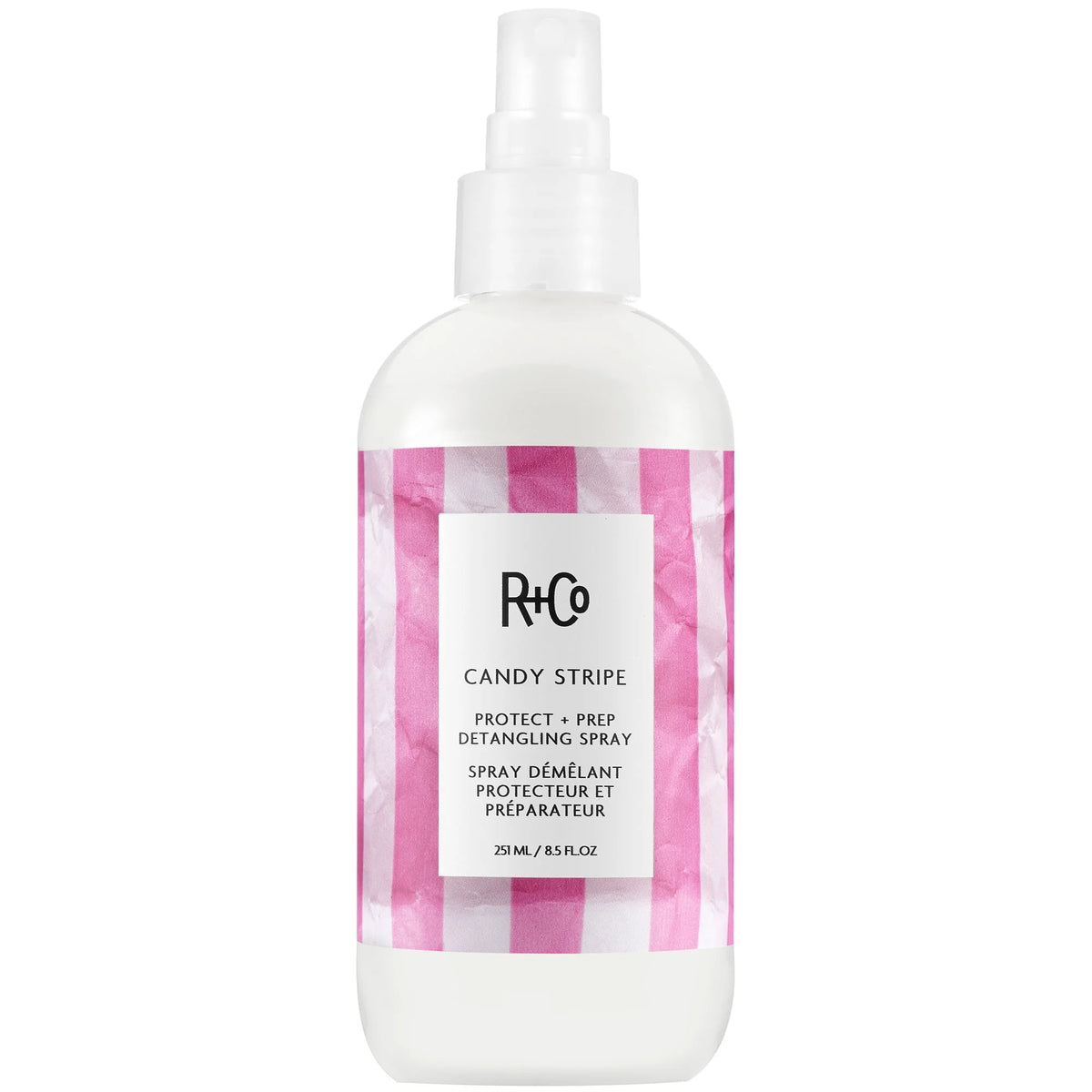 R+Co Candy Stripe Protect and Prep Detangling Spray 8.5 oz