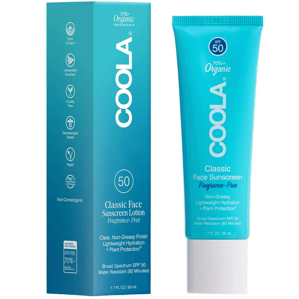 COOLA Classic Face Organic Sunscreen Lotion SPF 50 - Fragrance-Free 50 ml