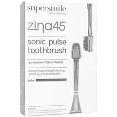 Supersmile Zina45™ Sonic Pulse Toothbrush Chrome Silver Replacement Heads (2 pack)