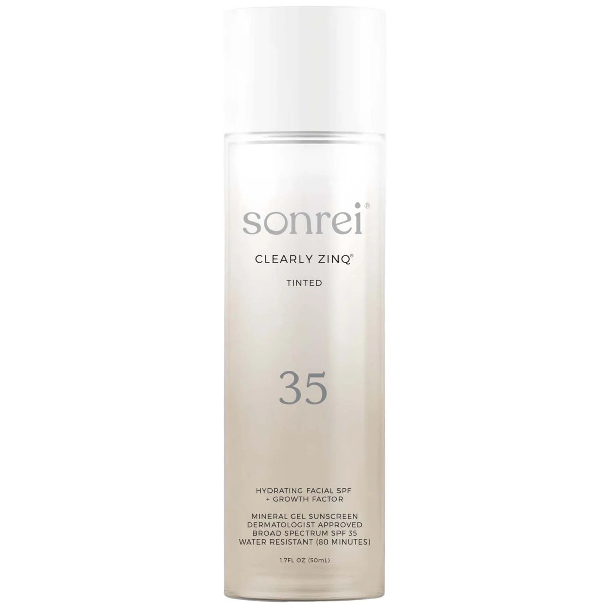 Sonrei Clearly Zinq Tinted Hydrating Facial SPF 35 + Growth Factor Mineral Gel Sunscreen 50ml